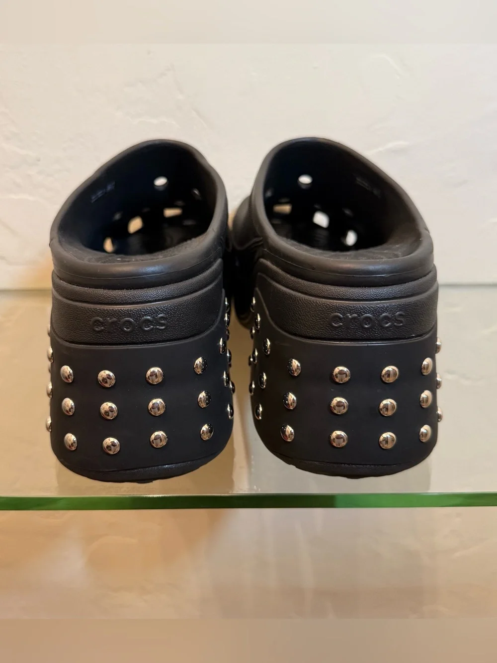 Crocs Black Platform Clogs with Studded Heel – Brand New